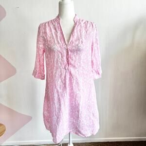 Pink House‎ Mustique 100% Linen Dress, Quiet Luxury Tropical Vacation Medium